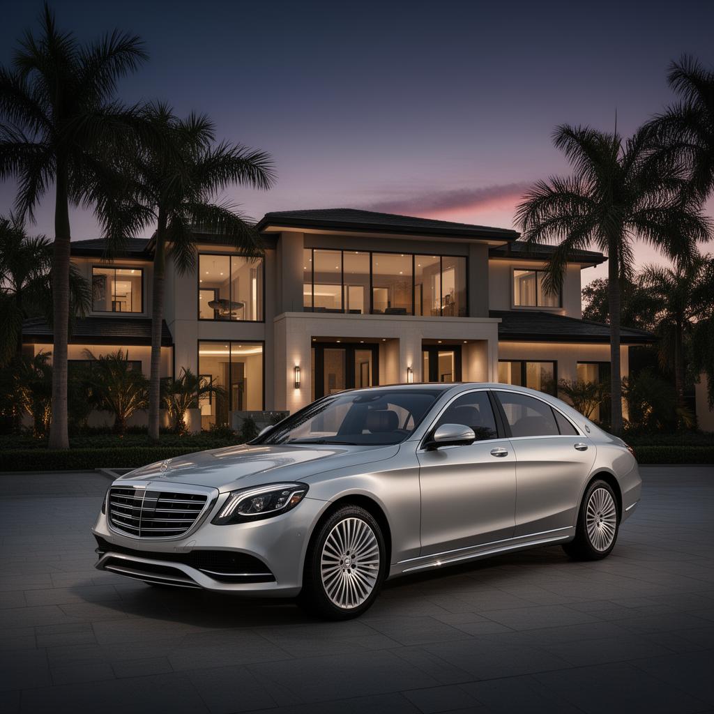 Mercedes-Benz em frente a mansão